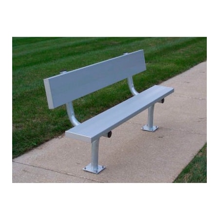 Gt Grandstands By Ultraplay 15' Aluminum Team Bench with Back and Galvanized Steel Frame, Surface Mount BE-PH01500